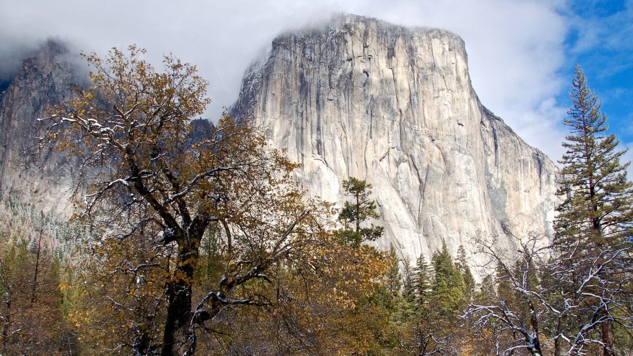 El Capitan, un monolithe granitique, domine la vallée de Yosemite.